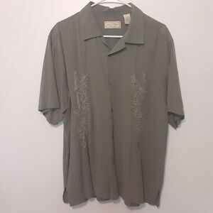 BOCA CLASSICS Shirt Adult Men's Large Green Island Wear Hawaiian Silk Button Up